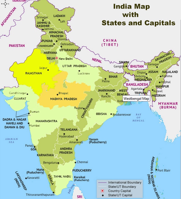 India Map with States and Capitals