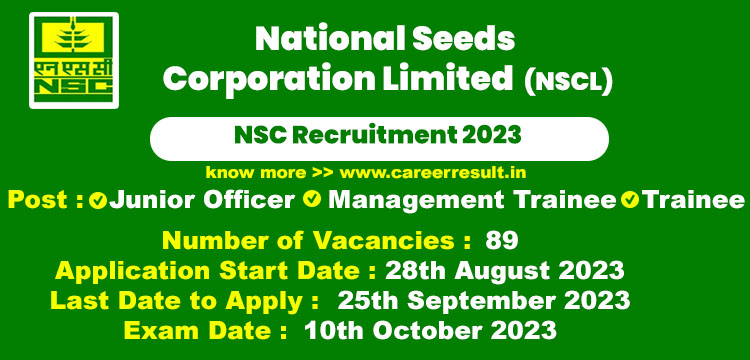 NSC Recruitment 2023 Notification